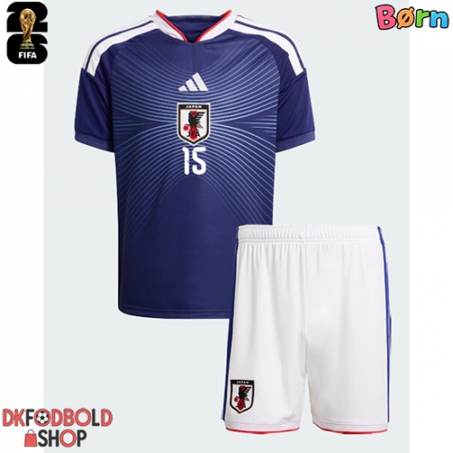 Japan Daichi Kamada #15 Hjemmebanesæt Børn VM 2026 Kort ærmer (+ korte bukser)